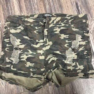 Almost Famous High Waist Green and Brown Shorts